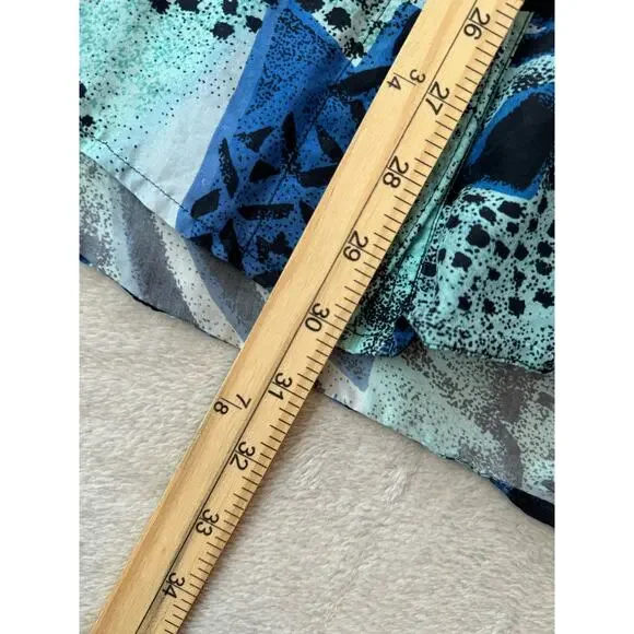 Vintage 80s 90s Laser Men's Medium 100% Silk Abstract Tribal Long Sleeve Shirt - Picture 6 of 8